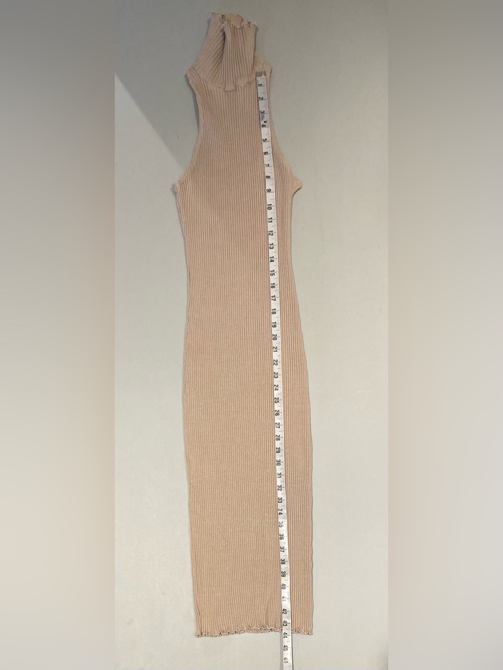 The Line By K Beige Ribbed Sleeveless Turtleneck Midi Dress, size M - Picture 7 of 8